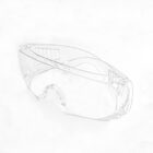 Clear safety goggles on a white background.