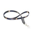 Black lanyard featuring a repeating pattern of logos and the text REPSOL. It has a metal clasp attachment at the end.