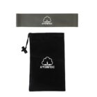 A dark resistance band and a drawstring bag with a logo featuring a cloud and text in a Cyrillic script. The band is placed above the bag, both set against a white background.
