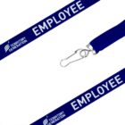 Blue lanyard with EMPLOYEE and TERRITORY GENERATION printed in white text.