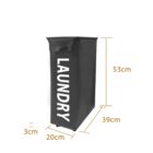 Black rectangular laundry hamper with dimensions labeled in centimeters.