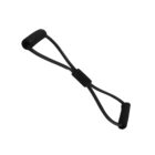 Black resistance band with two handles, forming an X shape in the middle. Used for strength training and exercise. Set against a white background.