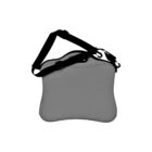 A dark-colored shoulder bag with a sleek, curved design and an adjustable strap, set against a plain white background.