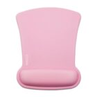 A pink mouse pad with an ergonomic wrist rest. The wrist rest is slightly elevated and rounded, designed to provide comfort during use. The brand name EXCO is printed in white on the left side.