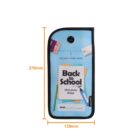 A blue pencil case labeled Back to School with a phone locker. It has colorful stationery images, including notebooks and pencils. The dimensions are marked with arrows: 270mm in height and 135mm in width. Theres a Name space at the bottom.
