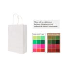 White paper bag with color chart showing difference on white and brown backgrounds.