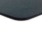 Close-up of a rounded corner of a black rectangular object.