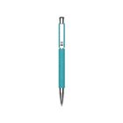 A turquoise ballpoint pen with a woven texture on the barrel. It has a silver tip and clip, centered against a plain white background.