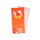 An orange and white sports towel featuring a stylized graphic of two athletes playing basketball in front of a flaming basketball. The word Academy is partially visible on the towel.