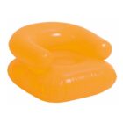 An orange inflatable chair with a square cushioned base and a rounded backrest, designed for comfortable outdoor or poolside seating.