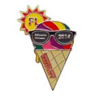 Illustration of an ice cream cone wearing sunglasses. The cone is multicolored, with the text 2014 on the glasses and Dripping with Creativity on the cone. A sun with FL and Palmetto Odyssey text is behind it.