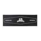 Black bar mat featuring the 2 Brothers logo in the center, with the text Melbourne Owned on the left and Melbourne Made on the right. The surface is textured with small raised bumps.