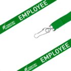 Green lanyard with the text EMPLOYEE and Territory Generation. It has a metal hook attachment.