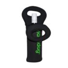 A black insulated wine carrier with a handle, designed to fit a single bottle. The carrier has a visible zipper and the text Chillbag in green on the side.