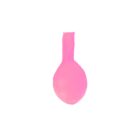 A single, deflated pink balloon against a white background. The balloon is shaped like a tear drop with a small, open neck at the top.