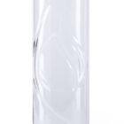 Clear plastic water bottle with a white screw-on cap. Features a subtle, swirling pattern etched into the bottles surface. Bottle is empty and standing upright against a plain white background.
