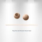Two wooden round heads and a wooden pole displayed against a white background. Text below reads Flag Pole with Wooden Round Head.