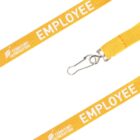 Yellow lanyard with EMPLOYEE printed in white, featuring a silver clip and TERRITORY GENERATION logo with a stylized flame.