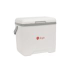 A white cooler box with a gray lid and handle. It has a red Aegis logo on the side.
