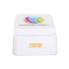 White plastic box with a colorful abstract logo on top and FREEDOM WORLD written underneath. The side of the box has COMPANY printed in yellow.