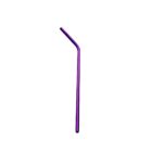 A single purple bendable drinking straw isolated on a white background.