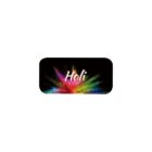 The image features the word Holi written in white on a black background. Below the text, vibrant splashes of colored powder in red, pink, yellow, green, and blue radiate outward, symbolizing the Holi festivals celebration of color.