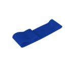 Blue resistance band lying flat on a white background.