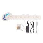 Promo Collection sign with a wave design on the left, accompanied by a power adapter, cables, and a small plastic bag with metal parts, possibly connectors or fasteners, on a white background.