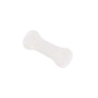 A white, bone-shaped chew toy for pets, isolated on a plain white background.