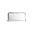 A white rectangular pencil case with a dark border, positioned horizontally against a plain white background. The case has a zipper closure on its left edge.