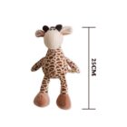 Stuffed giraffe toy with brown and white patterned body, beige face, and brown horns. The toy is seated upright and measures 25 cm in height, as indicated by a vertical scale beside it against a white background.