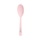 A pink speckled spoon with a round bowl and a straight handle. The handle features a logo and the text RIVIERA. The spoon is placed against a white background.