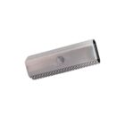 A rectangular USB drive with a metallic finish and engraved pattern. The drive features a small logo in the center. The edges have a textured grip for easy handling.