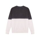 Sweatshirt with a monochrome dip-dye effect. The top half is a dark charcoal color, transitioning smoothly to an off-white bottom half. It has a classic crew neck and long sleeves.