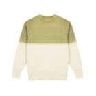 A two-tone sweatshirt with a gradient design, featuring olive green on the upper half and cream on the lower half. The long-sleeve garment has a round neckline and is laid flat on a white background.