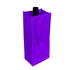 A purple fabric wine tote bag with handles, containing a single bottle. The neck of the bottle is visible at the top, against a white background.
