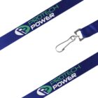 Blue lanyard with a metal clip, featuring the logo and text PROTECH POWER in green and white.