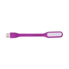 A purple USB LED light with a flexible neck and an oblong light panel, isolated on a white background.