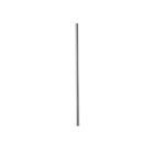 A single, sleek metal straw stands vertically against a plain white background. The straw features subtle ridged details near the top.