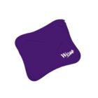 Purple, irregularly shaped laptop sleeve with a zippered closure. White West logo on the bottom right corner.