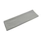 A folded, light gray microfiber cloth lies flat against a white background. The cloth has smooth edges and a soft texture, suitable for cleaning or polishing surfaces.