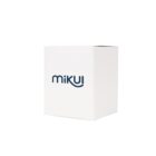 A plain white box with the word miKui printed in dark blue on the front against a white background.