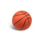 A basketball with an orange surface and black lines is placed against a plain white background.