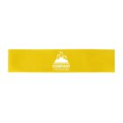 Yellow resistance band with a mountain logo and text COMPANY YOUR SLOGAN HERE in white.
