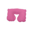 Pink U-shaped inflatable neck pillow on a white background.