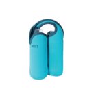 A turquoise neoprene bottle holder with two compartments and reinforced handles. The brand name BUILT is visible on the side.