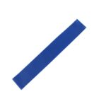 A blue resistance band laid flat on a white background.