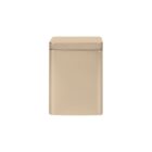 A plain light brown square container with a flat lid, centered on a white background.