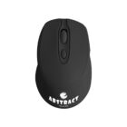 Black computer mouse with ABSTRACT logo and two buttons on top.