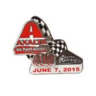Logo pin for the Axalta We Paint Winners 400 at Pocono Raceway, featuring a racing flag design and the date June 7, 2015.